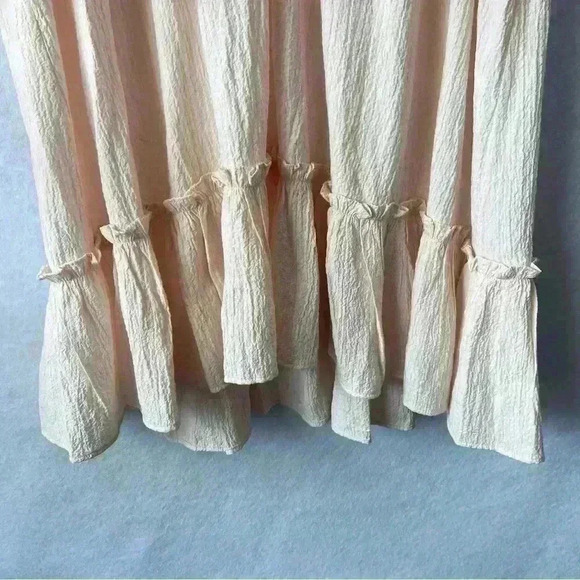 CALVIN KLEIN Womens Pink Stretch Textured Ruffled 3/4 Sleeve Midi‎ Dress Size 14 - Picture 6 of 14